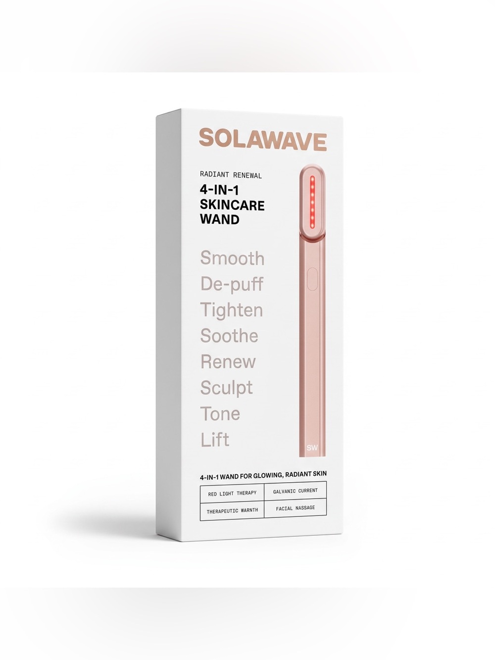 Solawave 4-in-1 Skincare Wand, Rose Gold - New in Box